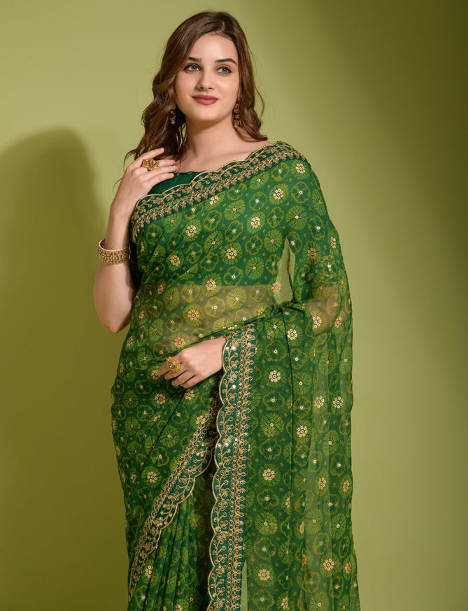 D 2020 Embroidery lace Printed Sarees Catalog